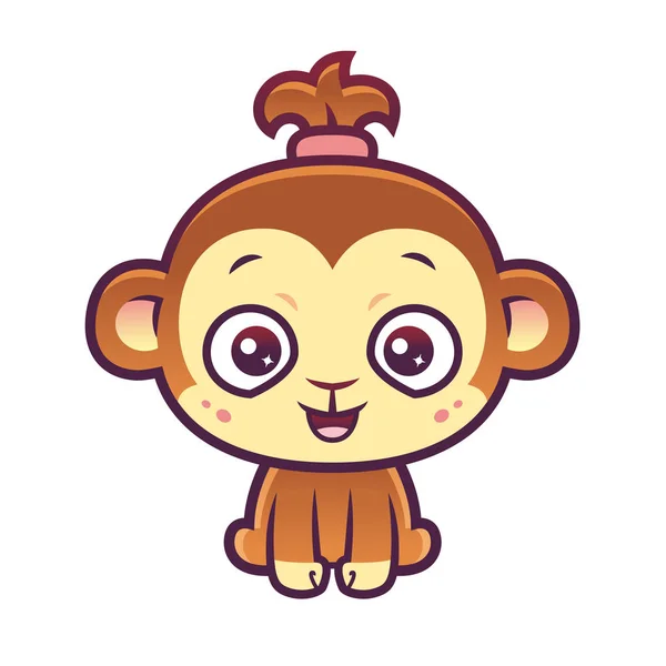 Vector Cartoon Style Monkeyl Happy Face — Stock Vector