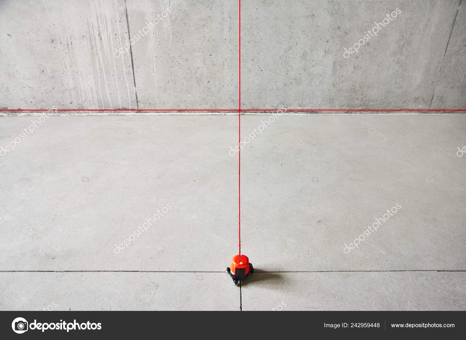 Laser Level Measuring Tool Construction Site Floor Empty Concrete