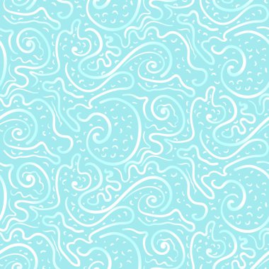 Soyut mavi deniz elle çizilmiş desen swirls