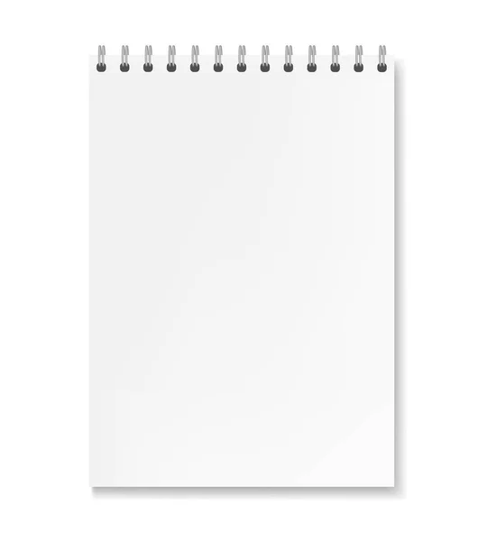 Caderno de folha branca vetorial vertical realista — Vetor de Stock