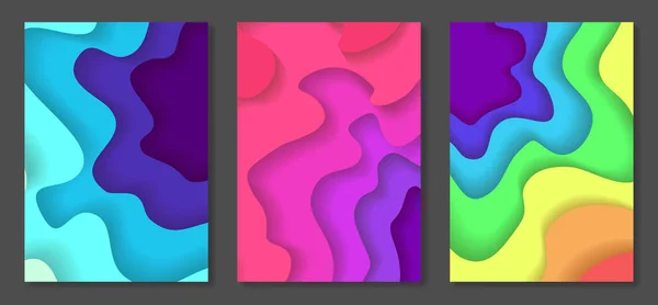 Ensemble de décors abstraits multicolores coupés en papier — Image vectorielle