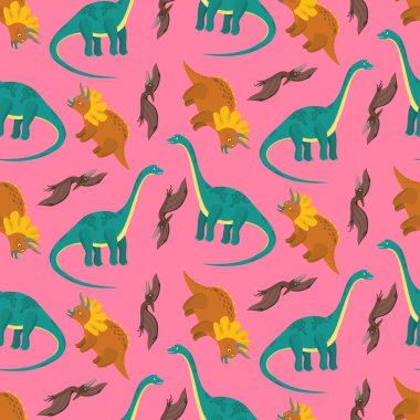 Çocuklar Tekstil için pembe dinozorlar desen