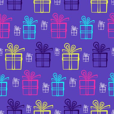 Parlak mevcut kutuları ile sevimli mor desen