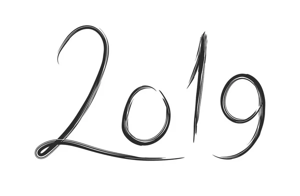 Handgezeichneter Schriftzug mit Jahreszahl 2019 — Stockvektor