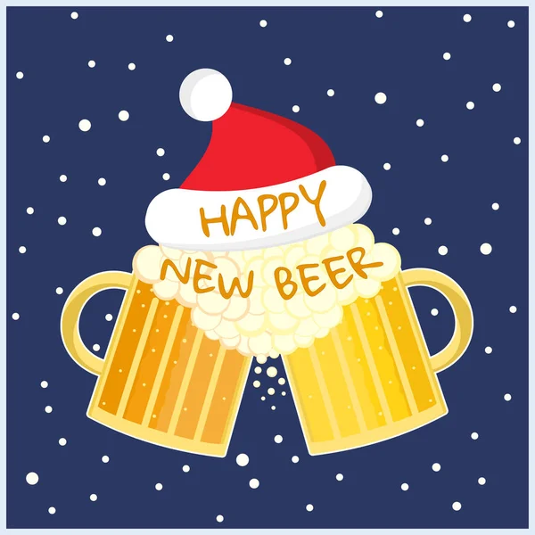 İki bira gözlük tost yeni yıl tebrik kartı