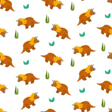 Sevimli çizgi triceratops desen için çocuklar Tekstil