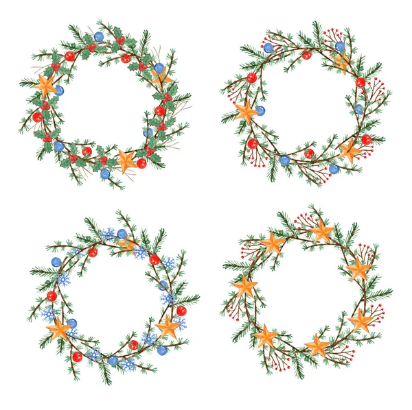 Set di acquerello ghirlanda di Natale — Foto Stock