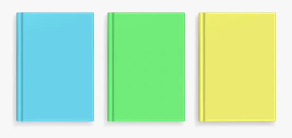 Rettangolare Vettore Vuoto Colorato Realistico Libro Copertina Mockups Set Chiuso — Vettoriale Stock