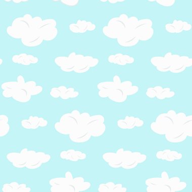 Mavi beyaz bulutlar ile şirin seamless modeli