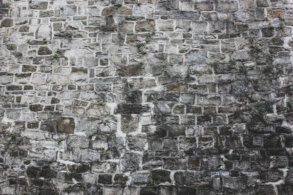 Antigua pared de ladrillos irregulares gris y negro —  Fotos de Stock