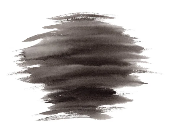 Expressieve gestreepte zwarte inkt of aquarelvlek — Stockfoto