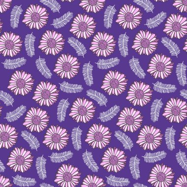 Purple floral pattern with tender pink flowers