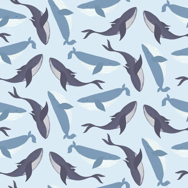 Balinalar ile ihale deniz mavi desen