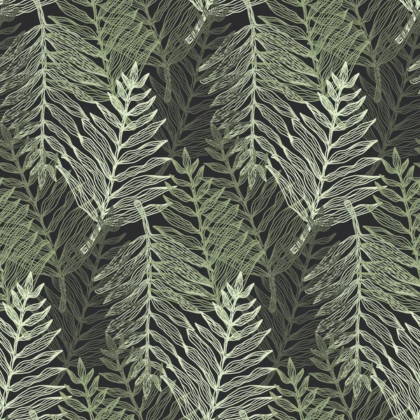抽象的なグリーン トロピカル葉パターン — ストックベクタ