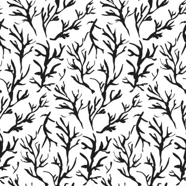 Mürekkep dalları desen kontrast el çekilmiş