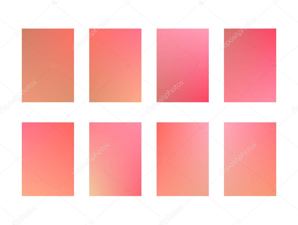 Set of bright coral and orange ui backgrounds