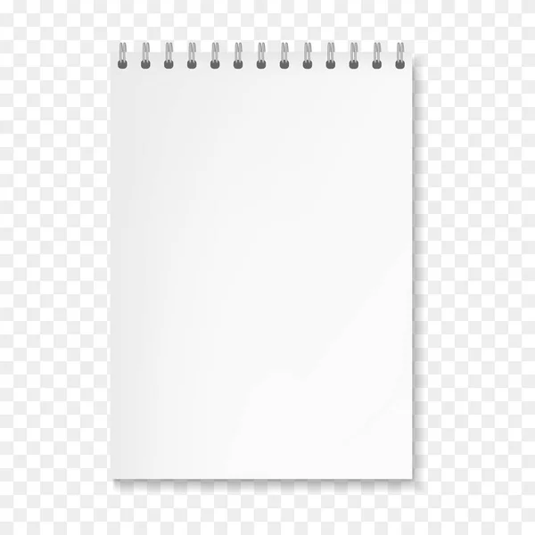 Ρεαλιστική διάνυσμα κάθετο λευκό σημειωματάριο σε σπιράλ — Διανυσματικό Αρχείο