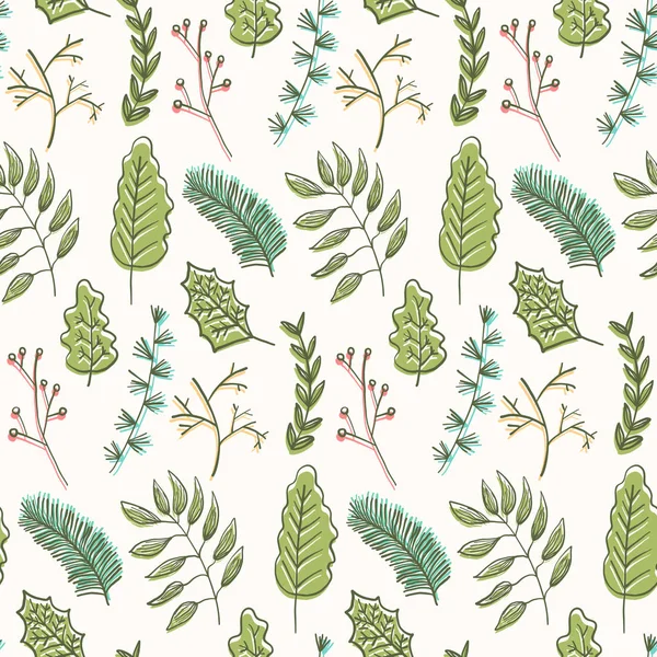 Φλοράλ καλοκαίρι με doodle πράσινα φύλλα — Διανυσματικό Αρχείο