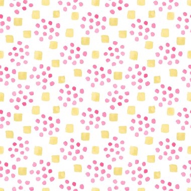 Suluboya desenle pembe lekeler ve kareler