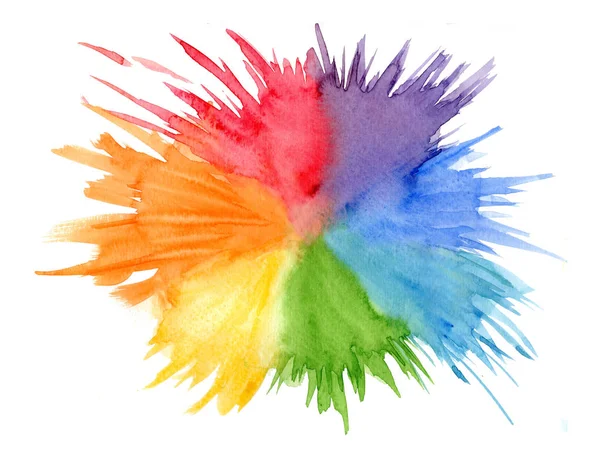 Bright rainbow colors watercolor rounded stain — Stock Photo, Image