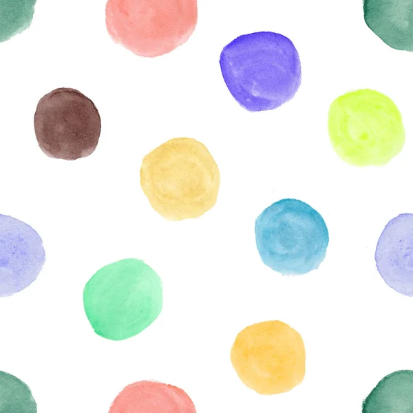 Watercolor pattern with colorful polka dots motif — Stock Photo, Image