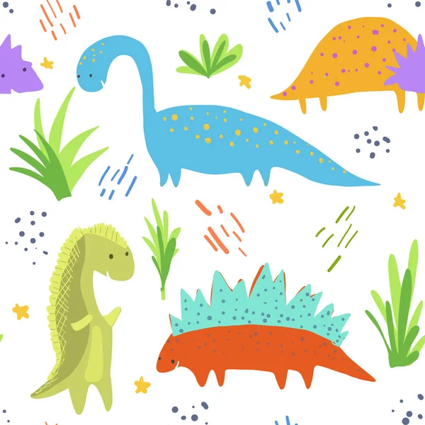 Cute bright dinosaurs pattern for kids textile