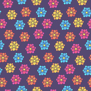 Çocukça desen renkli çiçekli