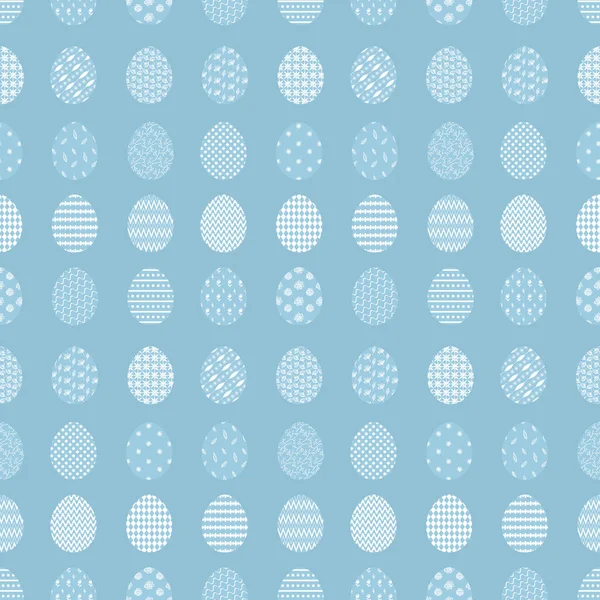 Padrão azul macio com ovos de Páscoa — Vetor de Stock
