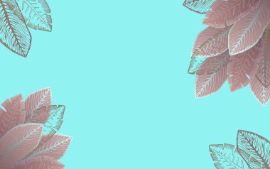 Parlak mavi arka plan ile karanlık tropikal yaprak