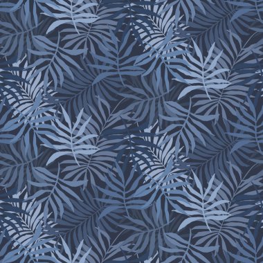 Sürü eğreltiotu yaprakları ile derin mavi desen