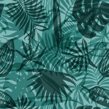Tropikal yaprakları karışıklık ile zümrüt renk deseni