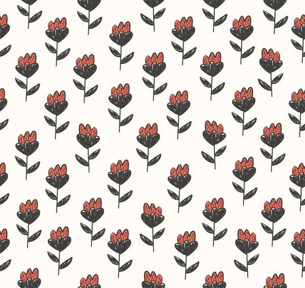 Цветочный узор с милыми красными крошечными цветами — стоковый вектор