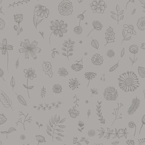 单色灰色花卉图案 — 图库矢量图片