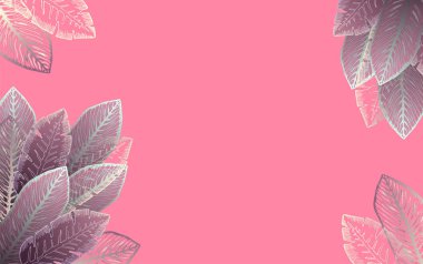 Altın tropikal yaprakları ile Ihale pembe çerçeve