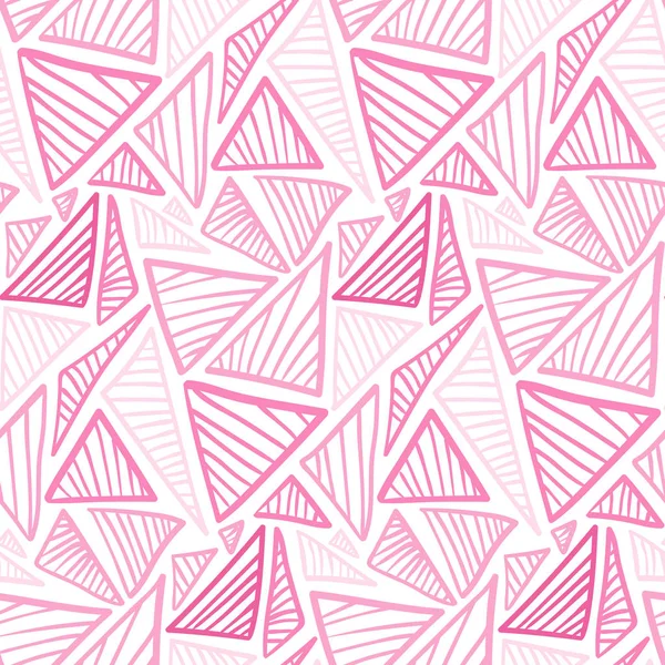 Padrão sem costura rosa macio com triângulos doodle — Vetor de Stock