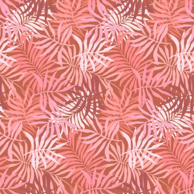 Eğrelti otu tropikal yaprakları ile turuncu ve kırmızı desen