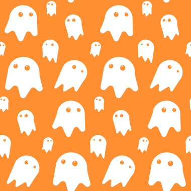 Beyaz komik hayaletler ile Sevimli turuncu desen