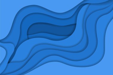 Soyut mavi dalgalı kağıt kesim arka plan