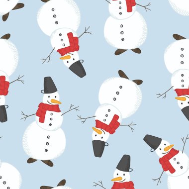 Kardan Adam ile Sevimli vektör Noel deseni