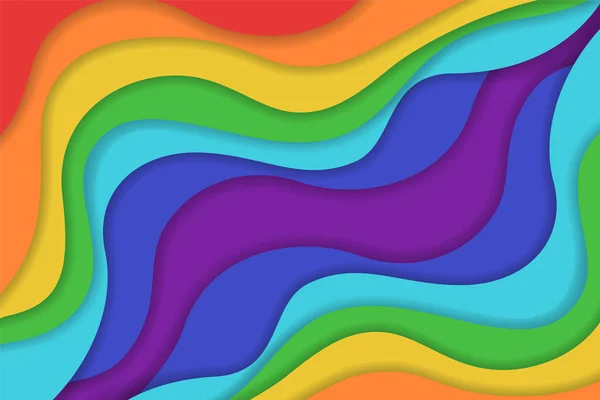 Abstrakte Regenbogenfarben wellenförmiger Papierschnitt Hintergrund — Stockvektor