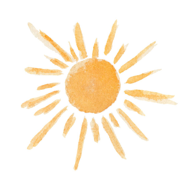 Симпатичная векторная акварель блестит желтым солнцем