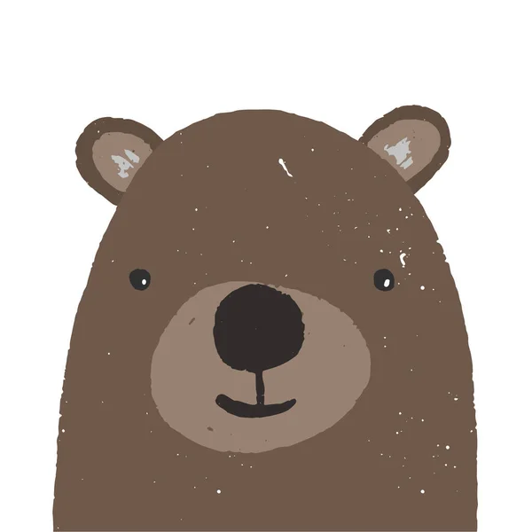 Söt handritad brun björn huvud illustration — Stock vektor