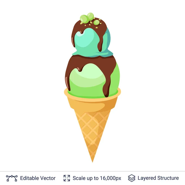 冰淇淋清爽甜点. — 图库矢量图片