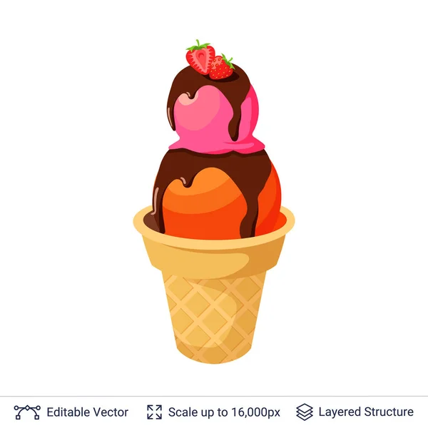 Ice cream uppfriskande dessert. — Stock vektor