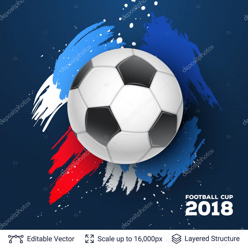 Ad text and soccer ball. Editable vector background template.