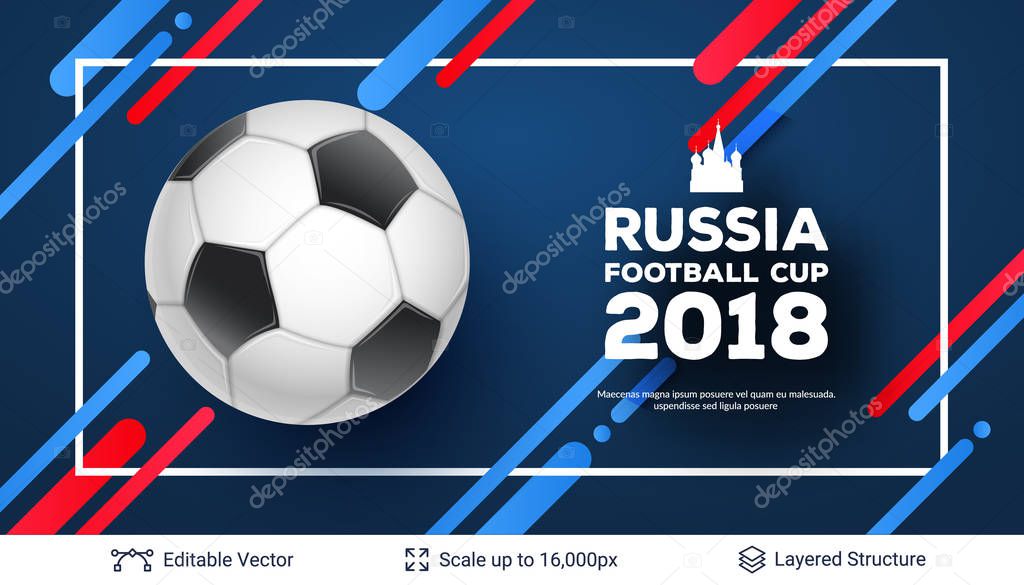 Ad text and soccer ball. Editable vector background template.
