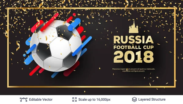 広告テキストとサッカー ボール 編集可能なベクトルの背景テンプレート — ストックベクタ