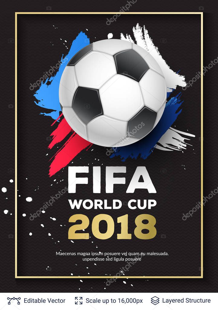 Ad text and soccer ball. Editable vector background template.