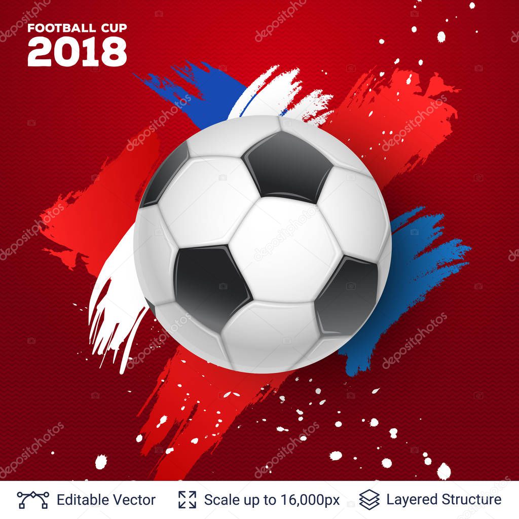 Ad text and soccer ball. Editable vector background template.