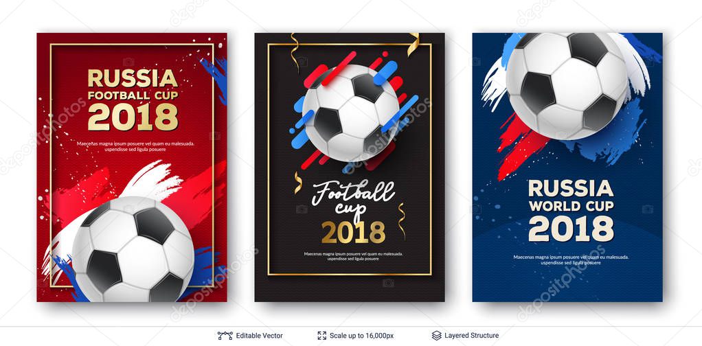 Ad text and soccer ball. Editable vector background template.